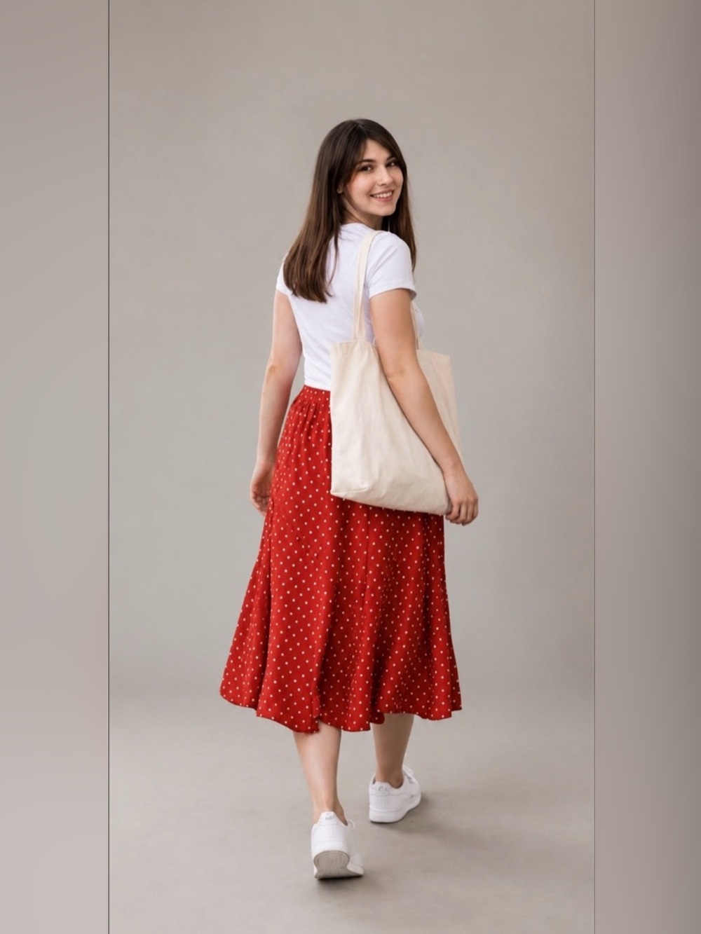 Ronni Nicole Red White Polka Dot Skirt XL Pull On Stretch Retro Vintage boho